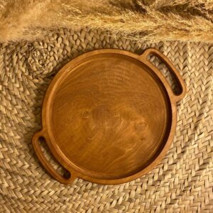 سینی سرو چوبی با دسته چوبی به شکل دایره ای